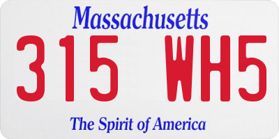 MA license plate 315WH5