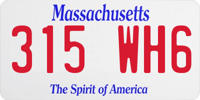 MA license plate 315WH6