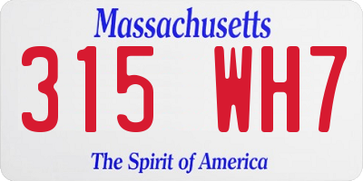 MA license plate 315WH7