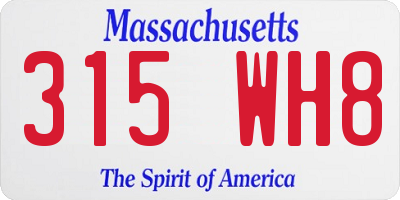 MA license plate 315WH8