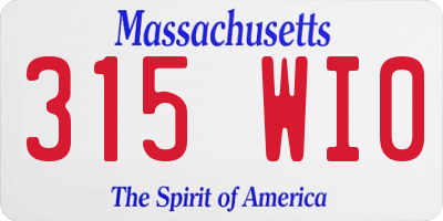 MA license plate 315WI0