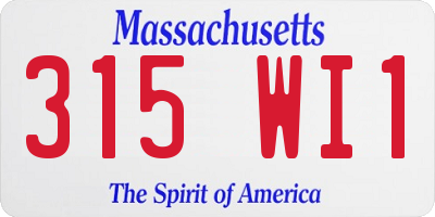 MA license plate 315WI1