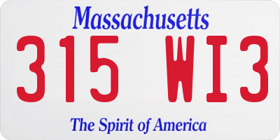 MA license plate 315WI3