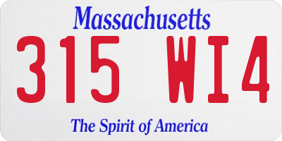 MA license plate 315WI4