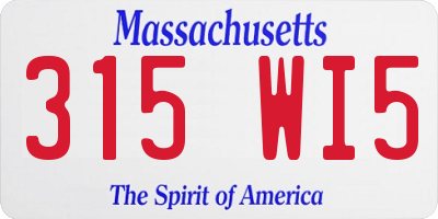 MA license plate 315WI5