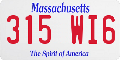 MA license plate 315WI6
