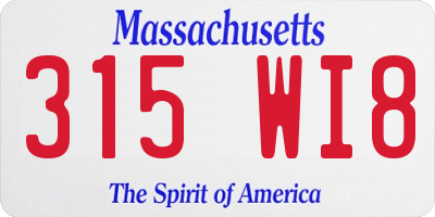 MA license plate 315WI8