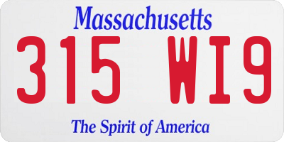 MA license plate 315WI9