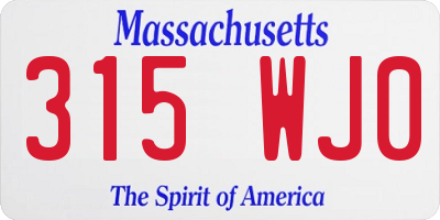 MA license plate 315WJ0