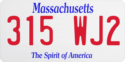 MA license plate 315WJ2