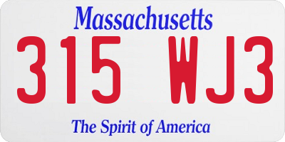 MA license plate 315WJ3