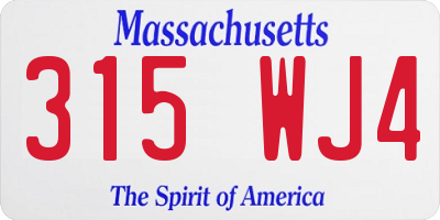 MA license plate 315WJ4
