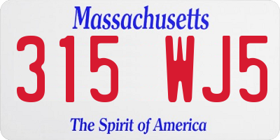 MA license plate 315WJ5