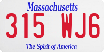 MA license plate 315WJ6