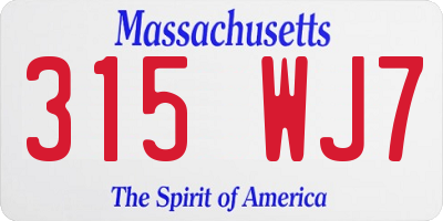 MA license plate 315WJ7
