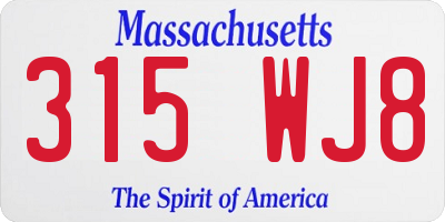 MA license plate 315WJ8