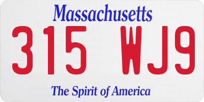 MA license plate 315WJ9