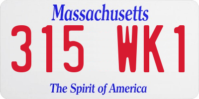 MA license plate 315WK1
