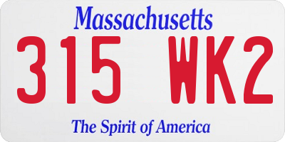 MA license plate 315WK2