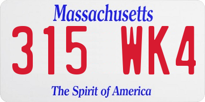 MA license plate 315WK4
