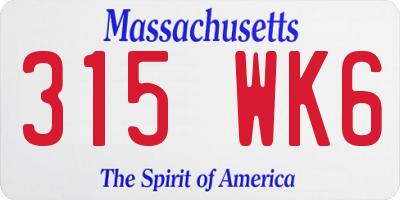 MA license plate 315WK6