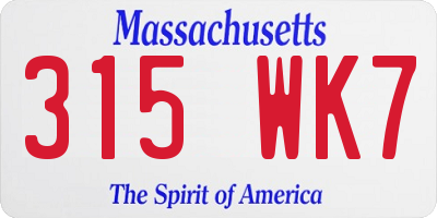 MA license plate 315WK7
