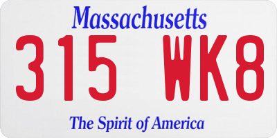 MA license plate 315WK8