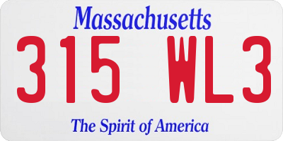 MA license plate 315WL3