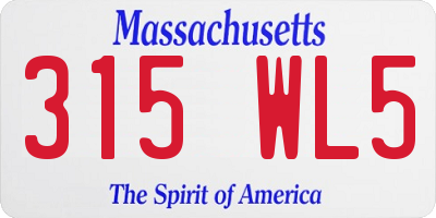 MA license plate 315WL5