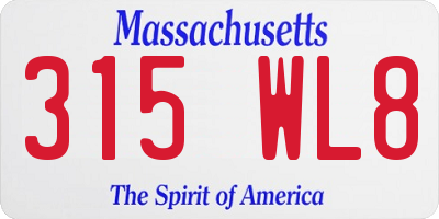 MA license plate 315WL8
