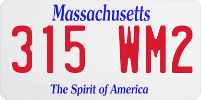 MA license plate 315WM2