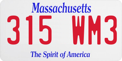 MA license plate 315WM3