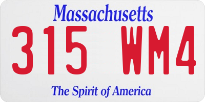MA license plate 315WM4