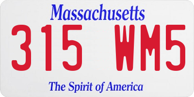 MA license plate 315WM5