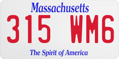 MA license plate 315WM6