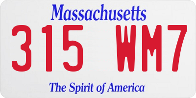 MA license plate 315WM7