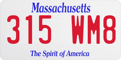 MA license plate 315WM8