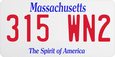 MA license plate 315WN2