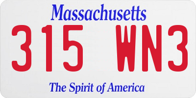 MA license plate 315WN3