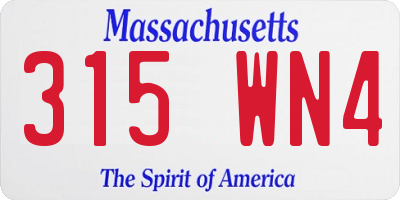 MA license plate 315WN4