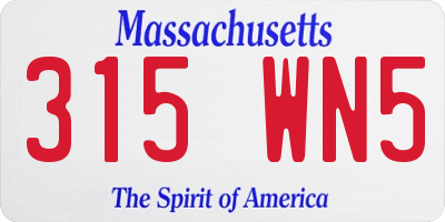 MA license plate 315WN5