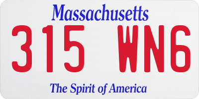 MA license plate 315WN6