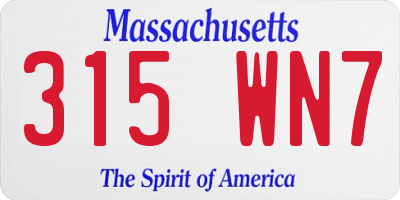MA license plate 315WN7