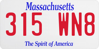 MA license plate 315WN8