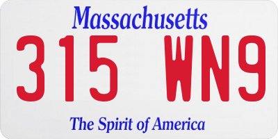 MA license plate 315WN9