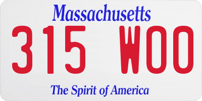 MA license plate 315WO0
