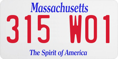 MA license plate 315WO1