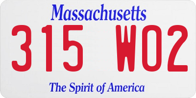 MA license plate 315WO2