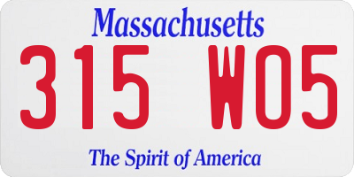 MA license plate 315WO5