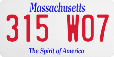MA license plate 315WO7